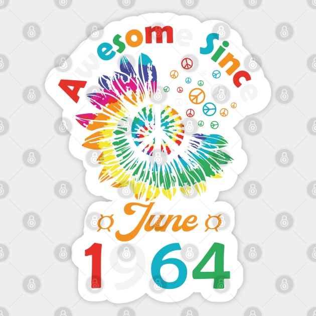 Funny Birthday Quote, Awesome Since June 1964, Retro Birthday Sticker by Estrytee